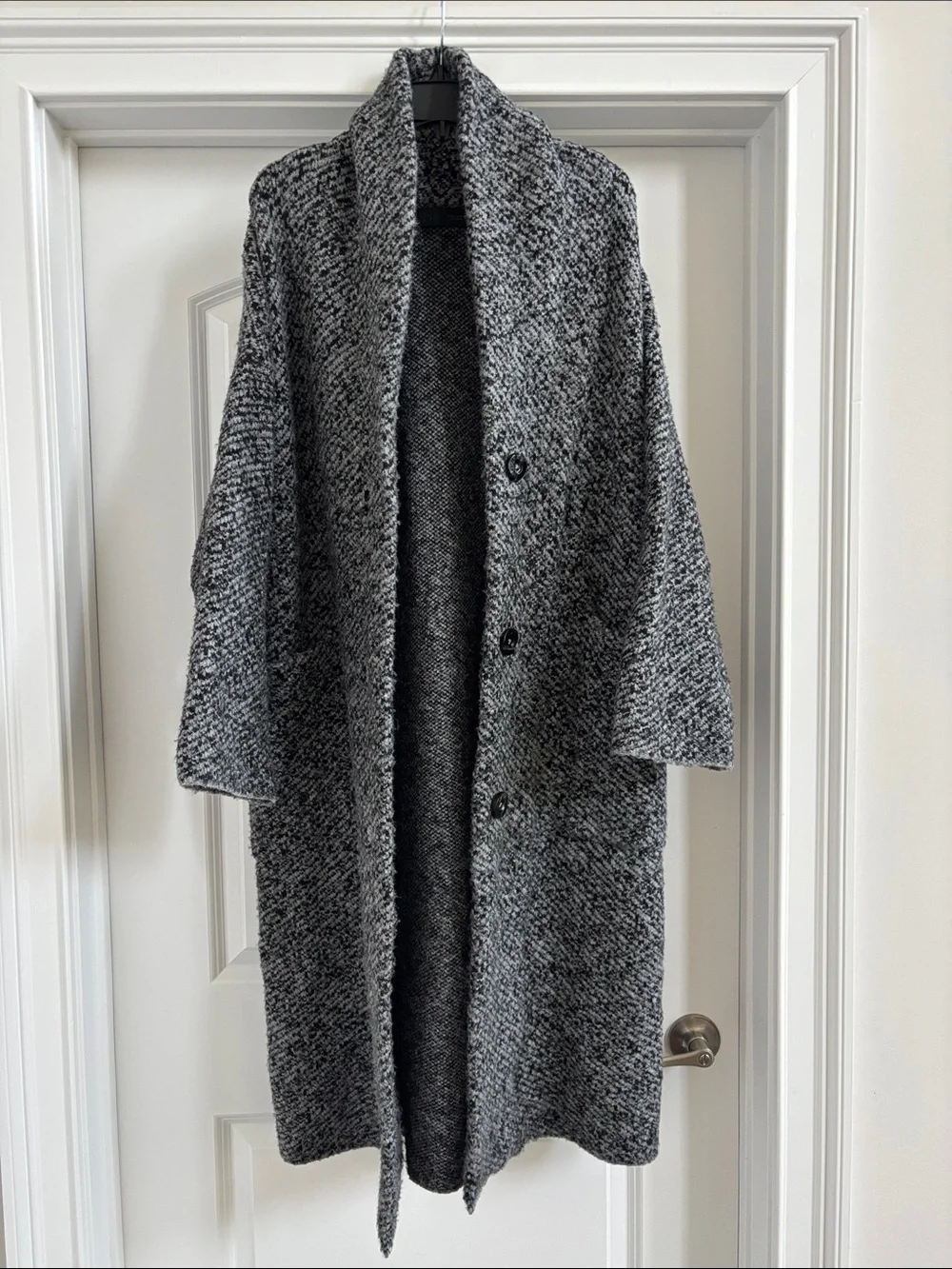 Zara Black & Gray Long Open Cardigan Coat